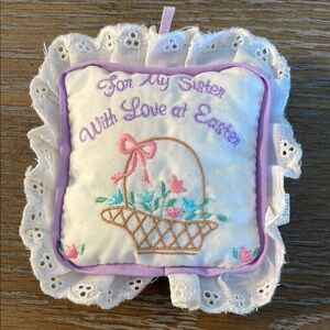 Easter Sister Gift Pillow with Lace
